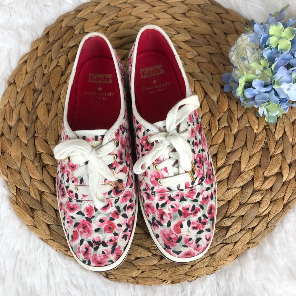 kate spade Floral Pink and White Keds Sneakers